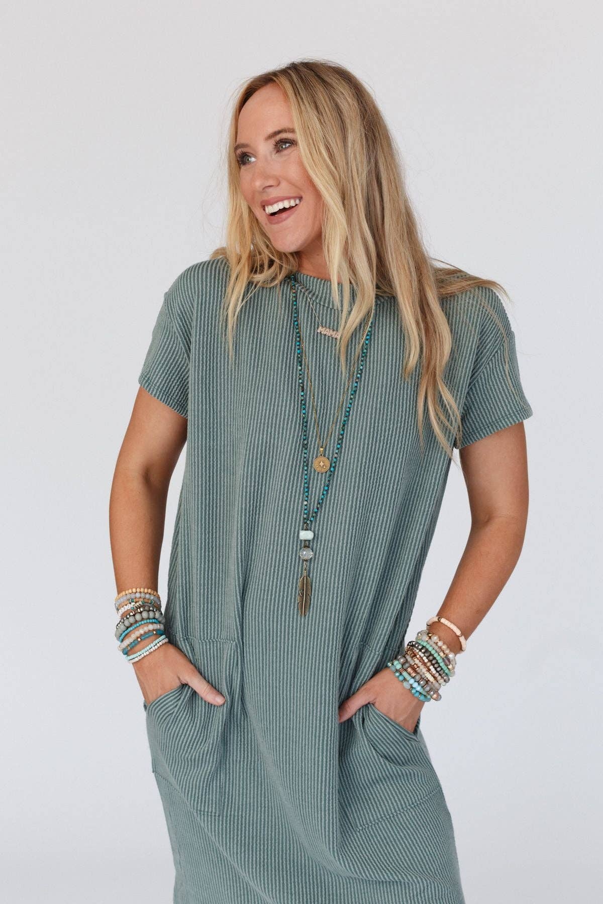 Three Bird Nest |Easy Days Maxi Slit Tee Dress