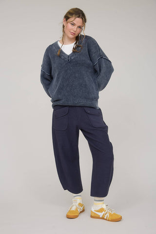 Washed Knit Oversized Pullover Sweater