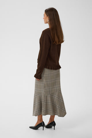 CUclare Annemarie Frill V-Neck Sweater | Coffee Bean Melange
