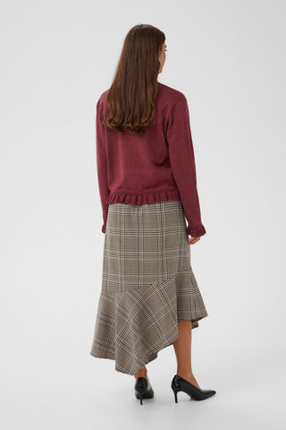 CUclare Annemarie Frill V-Neck Sweater | Chocolate Truffle Melange (Wine)