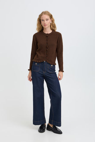 BYofira Frill Cardigan - Potting Soil Melange