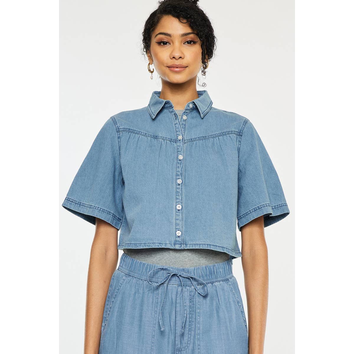 Kancan Alannah Sleeve Cropped Shirt