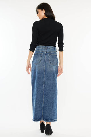 Vintage Inspired 90's Denim Maxi Skirt I Kancan