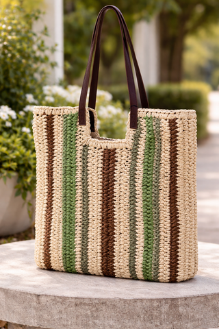 IAALmine Earthy Stripe Woven Tote