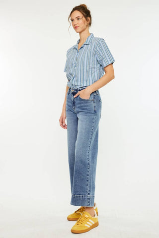 Nessa High Rise Crop Wide Leg Jeans I Kancan