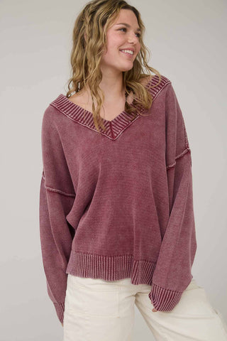 Washed Knit Oversized Pullover Sweater
