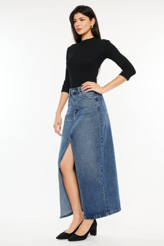 Vintage Inspired 90's Denim Maxi Skirt I Kancan