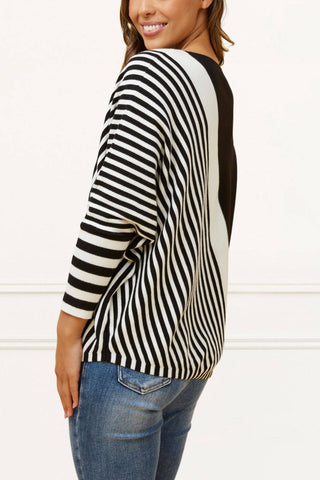 Valery Relaxed Knit Sweater Bold Stripes | Gray
