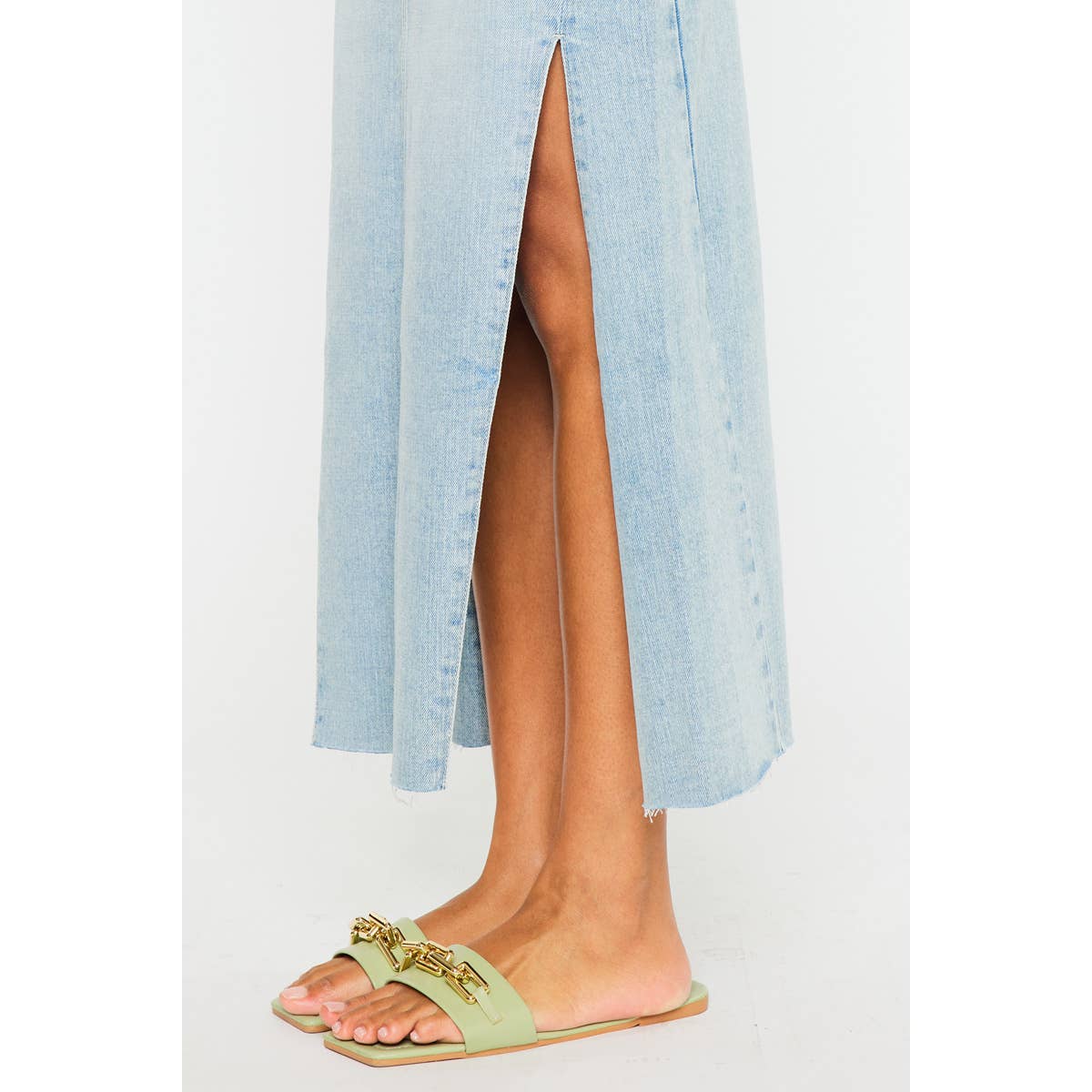 Kancan Melinda Maxi Denim Skirt - Light Wash