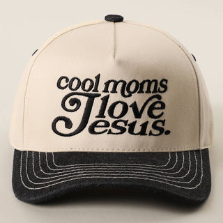 COOL MOMS LOVE JESUS Embroidery Two-Tone Trucker Hat