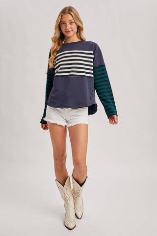 Striped Long sleeve Loose Fit Pullover