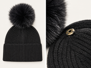 The Luxe Pom-Pom Beanie - Black