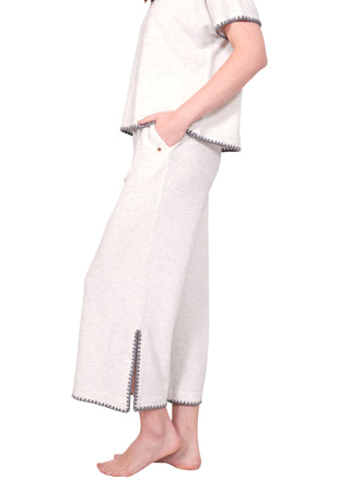 Relaxed Blanket Stitch Wide Leg Cropped Pants I LatteLove