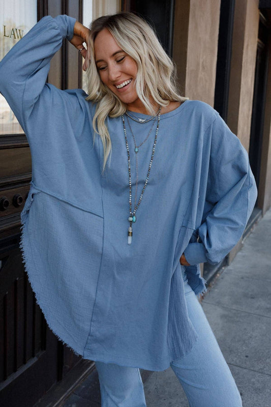 Three Bird Nest | Nothing Better Contrast Top - Blue