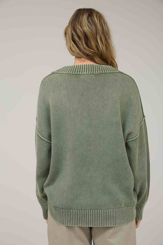 Washed Knit Oversized Pullover Sweater