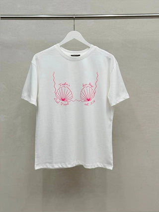Pink Seashell Bra Graphic T-Shirt