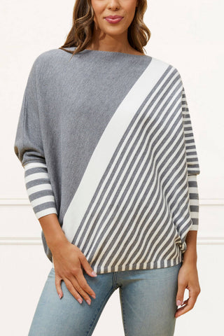 Valery Relaxed Knit Sweater Bold Stripes | Gray