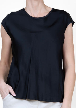 Black Silk Blend Tee I Angela Mara