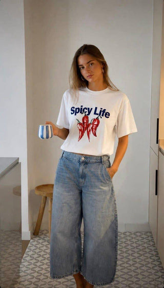 Spicy Life Cotton Graphic T-Shirt – Red Chilli Pepper