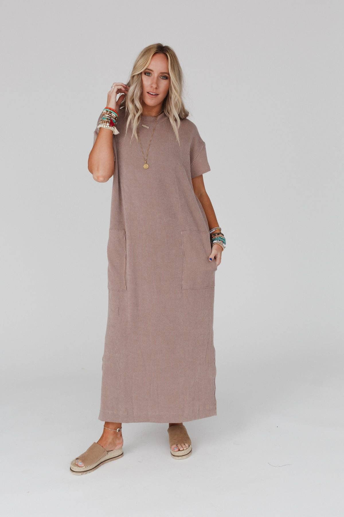 Three Bird Nest |Easy Days Maxi Slit Tee Dress