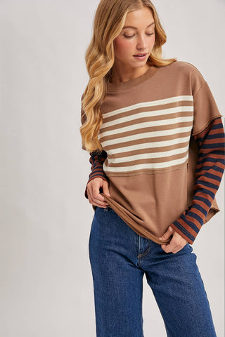 Striped Long sleeve Loose Fit Pullover