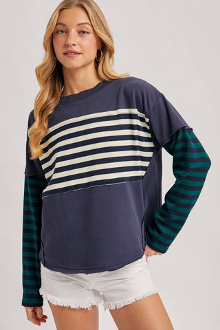 Striped Long sleeve Loose Fit Pullover