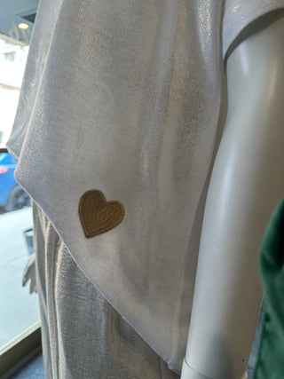White/Gold Metallic Knit Tee I Angela Mara