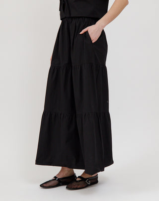 Poplin Long Black Skirt I Brunette The Label