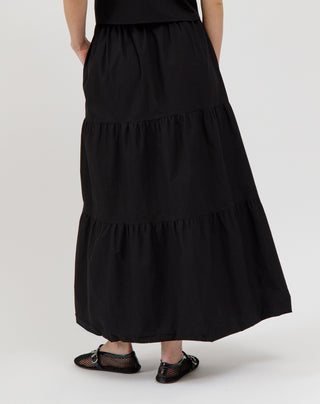 Poplin Long Black Skirt I Brunette The Label