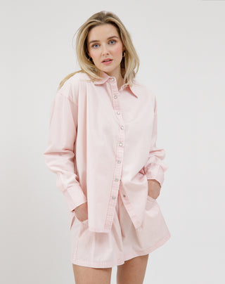 Pink Chambray Button Up w/ Pearl Snaps