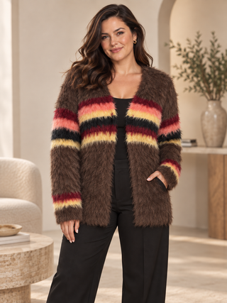 Sunset Stripe Fuzzy Cardigan