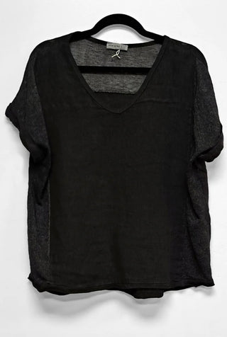Breezy V-Neck Linen Tee I Orange Fashion Village