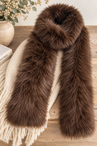 The Aspen Luxe Faux Fur Scarf | Chocolate Brown