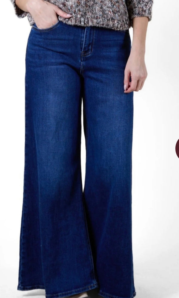 Dark Denim wide leg jeans I Angela Mara