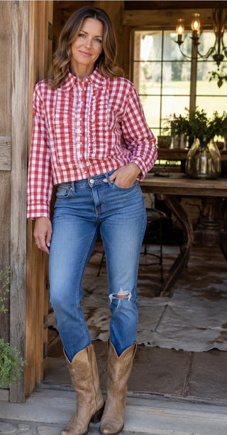 Lily Ruffle Gingham Blouse