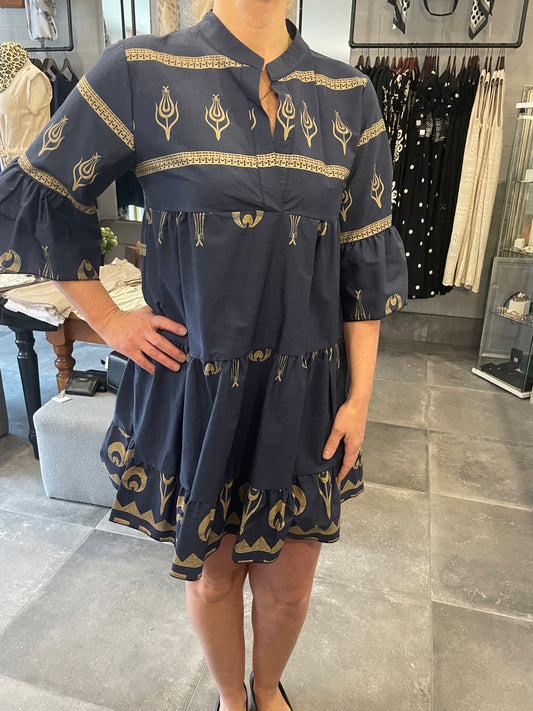 Midnight Blue Tunic Peplum Dress I Angela Mara