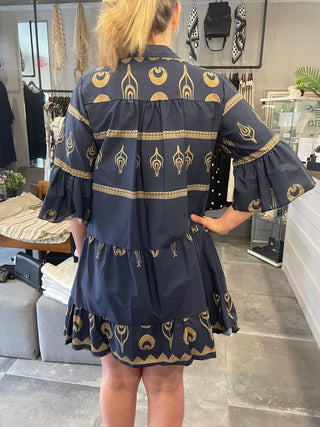 Midnight Blue Tunic Peplum Dress I Angela Mara