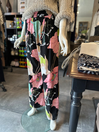 Rayon Printed Wide Leg Pant w/ Ankle Slits I Orange Fashion Village