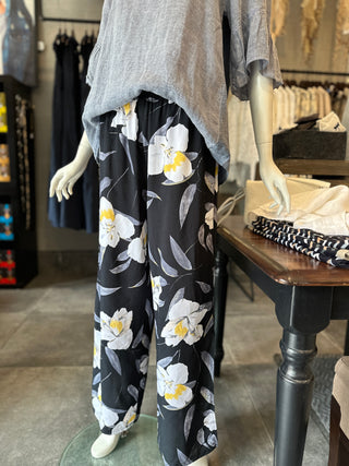 Rayon Printed Wide Leg Pant w/ Ankle Slits I Orange Fashion Village