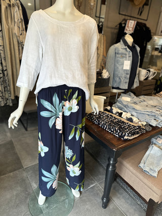 Rayon Printed Wide Leg Pant w/ Ankle Slits I Orange Fashion Village