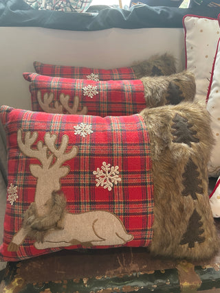 Reindeer Plaid Pillow