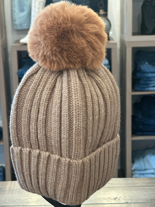Camel Pom Knit Toque I Tom & Eva