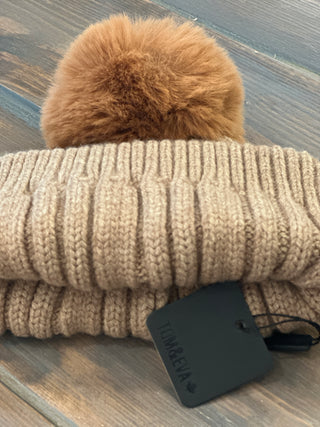 Camel Pom Knit Toque I Tom & Eva