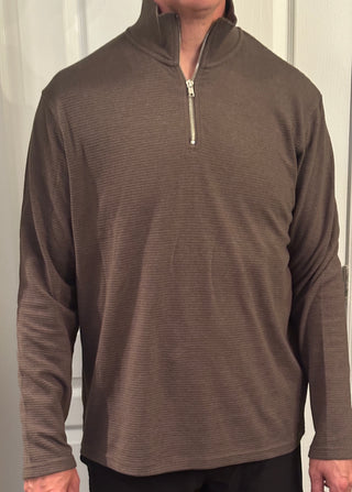 1/4 Zip Mock Neck Long Sleeve - Burnt Olive I Hedge