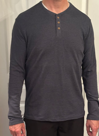 1/4 Button Up Ottoman Crewneck - Navy I Hedge
