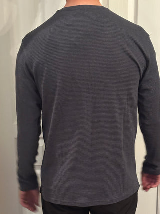 1/4 Button Up Ottoman Crewneck - Navy I Hedge