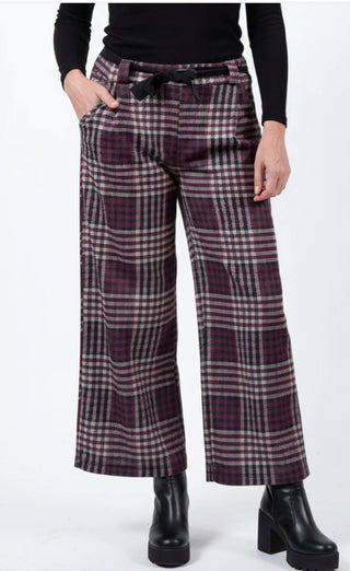 Wine Pull On Plaid Pants I Angela Mara