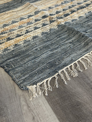 Hand Woven Leather & Cotton Accent Rug (3X5)