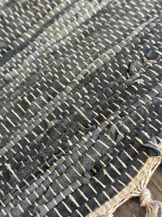 Hand Woven Leather & Cotton Accent Rug (3X5)