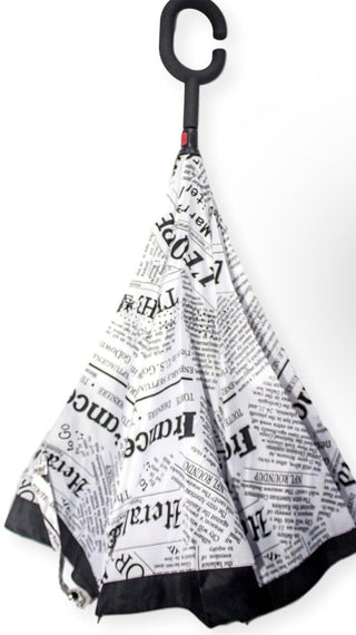 Luxe Inverted Newsprint Umbrella
